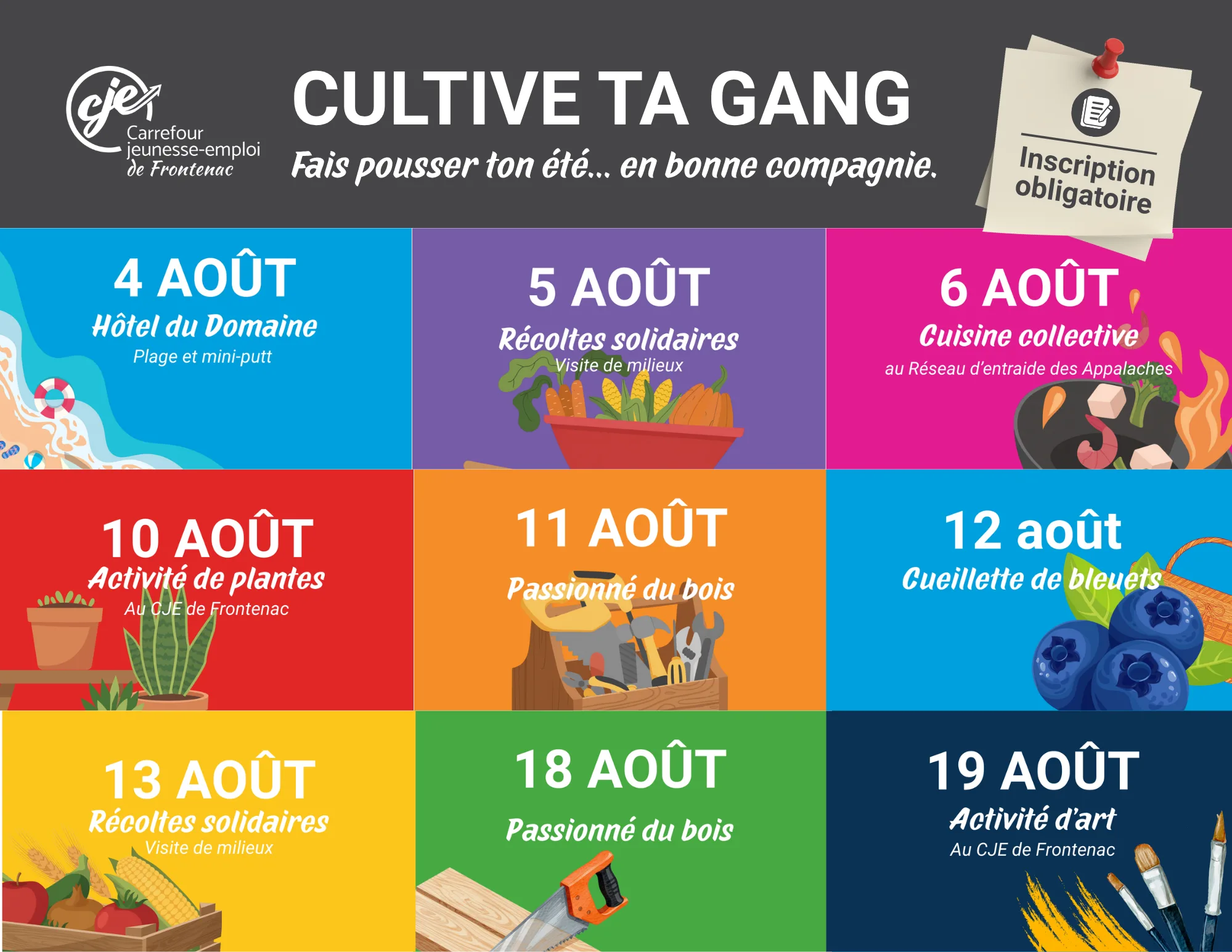 Cultive ta gang – activités d’août 2026